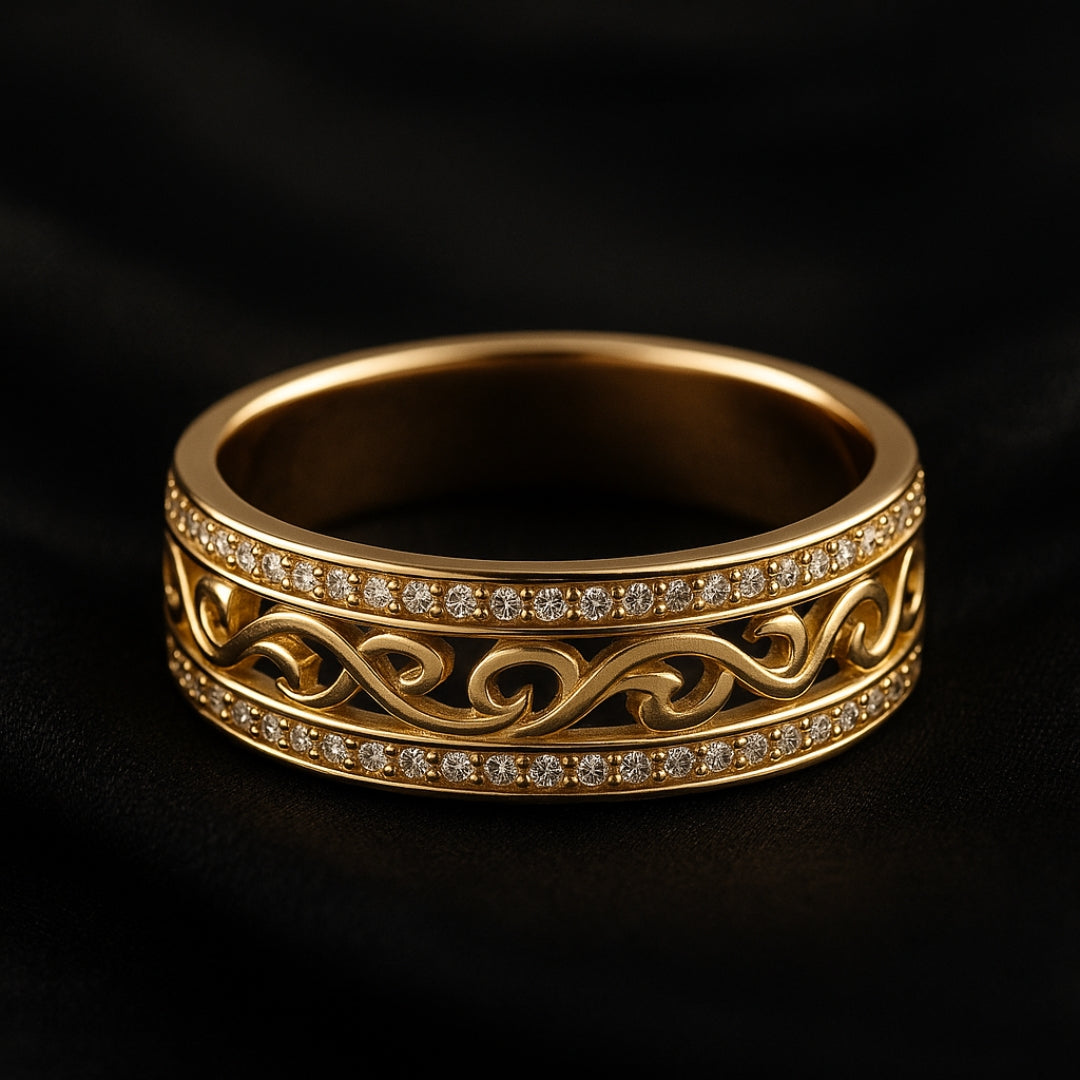 Bague en or creuse et brillante