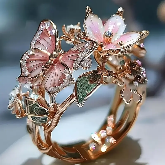 Zirconium ring with butterfly