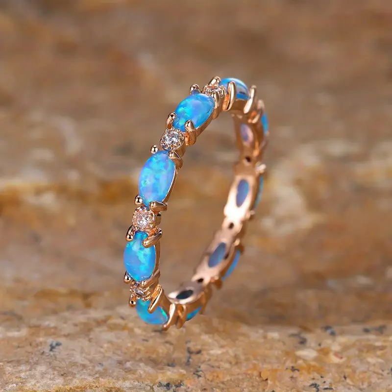 Blue Opal in Gold Ring